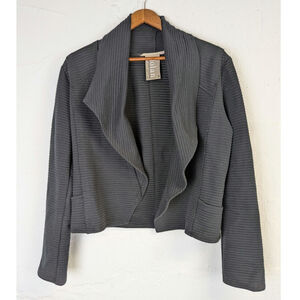 Dolan Left Coast Open Front Cardigan Jacket Womens Medium Black Ribbed Lagenlook
